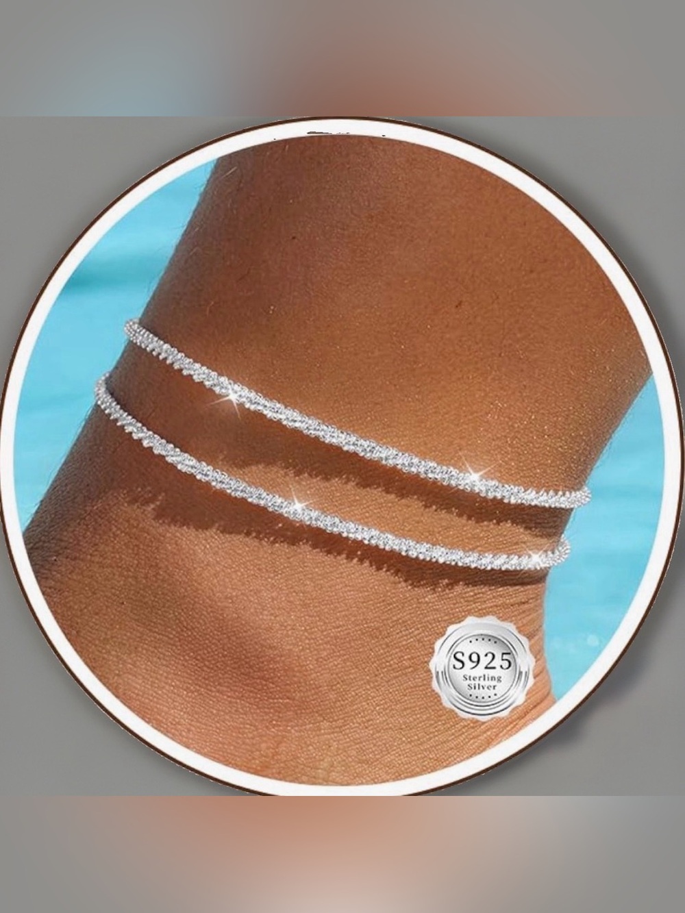 Sterling S925 Double Strand Anklet Bracelet - Silver ⭐️🆕⭐️